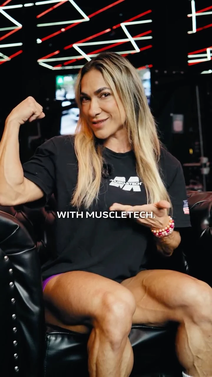 Narla Vilar wearing MuscleTech apparel during Road to Olympia content