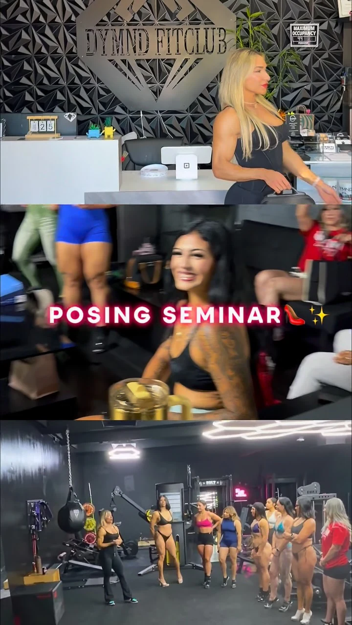 Narla Vilar leading a posing seminar for female athletes